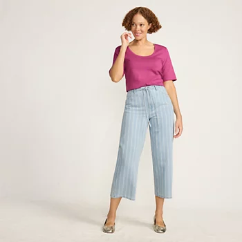 Women's Cropped Wide Leg Jeans, Printed